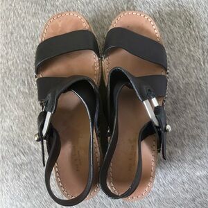 rag & bone Black Leather Platform Slingback Sandals